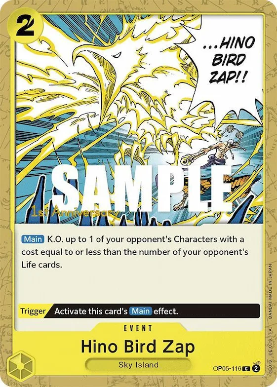 Hino Bird Zap #op5-116 – Awakening of the New Era: 1st Anniversary Tournament Cards