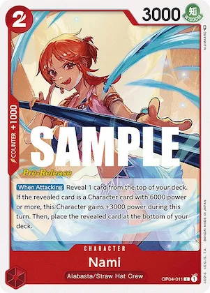 Nami #op4-011 – Kingdoms of Intrigue Pre-Release Cards