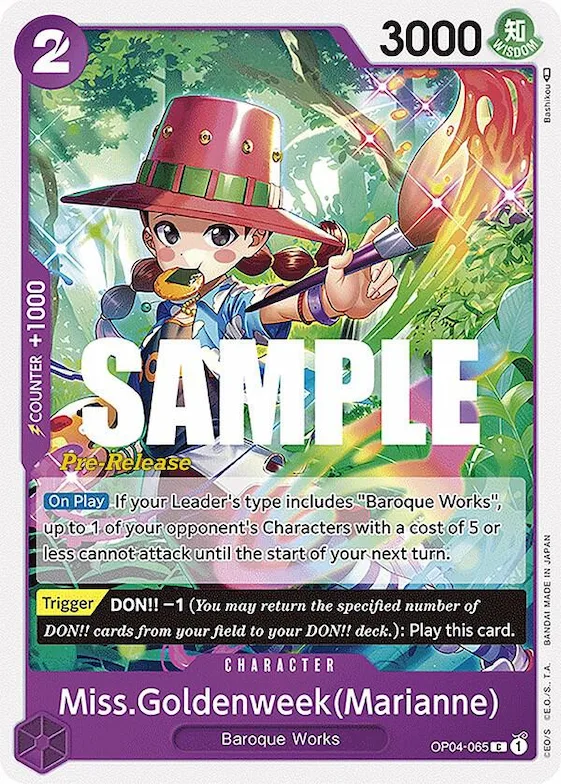 Miss.Goldenweek(Marianne) #op4-065 – Kingdoms of Intrigue Pre-Release Cards