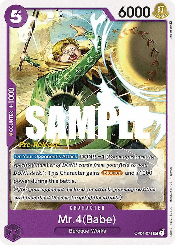 Mr.4 (Babe) #op4-071 – Kingdoms of Intrigue Pre-Release Cards