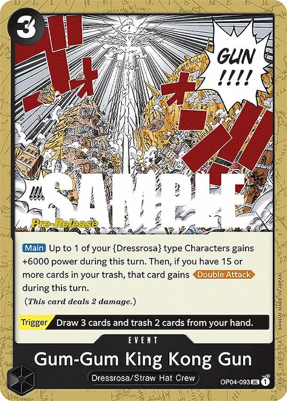 Gum-Gum King Kong Gun #op4-093 – Kingdoms of Intrigue Pre-Release Cards