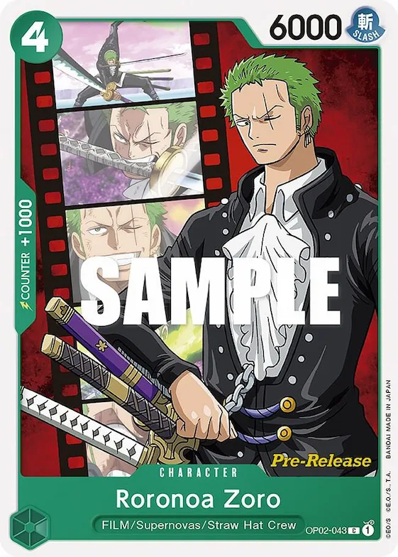 Roronoa Zoro #op2-043 – Paramount War Pre-Release Cards