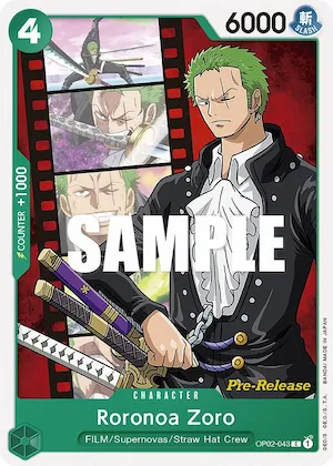 Roronoa Zoro #op2-043 – Paramount War Pre-Release Cards