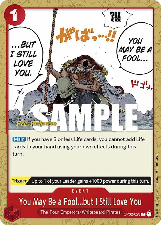 Tu as été stupide... mais je t'aime quand même, mon fils op2-023 – OP02 – Paramount War Pre-Release Cards