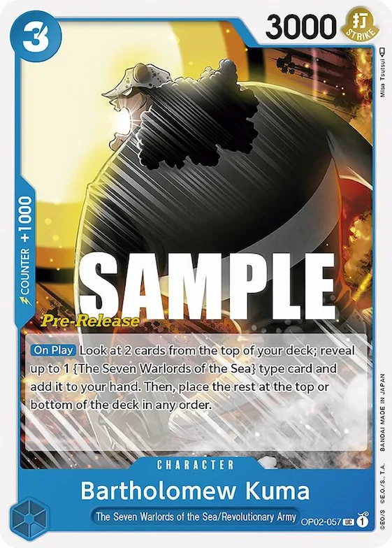 Bartholomew Kuma #op2-057 – Paramount War Pre-Release Cards