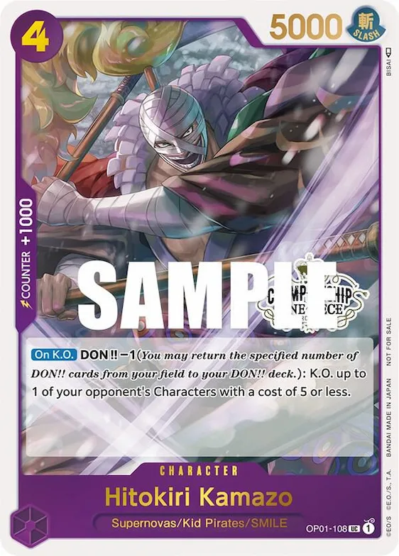 Hitokiri Kamazo (Store Championship 2023 Participation Pack Vol.1) #op1-108 – One Piece Promotion Cards