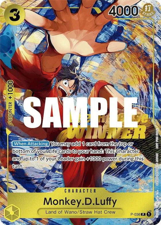 Monkey.D.Luffy (Pre-Release Tournament) (Winner) #p-036 – One Piece Promotion Cards
