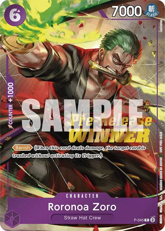 Roronoa Zoro (OP-06 Pre-Release Tournament) [Winner] #p-045 – One Piece Promotion Cards