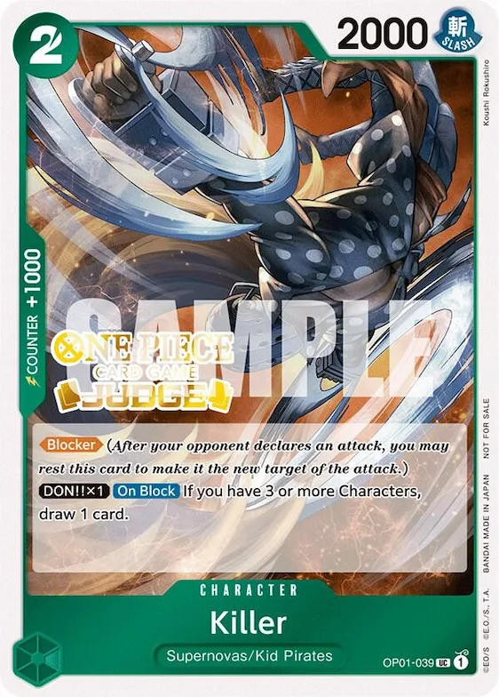 Killer (Judge Pack Vol. 3) #op1-039 – One Piece Promotion Cards