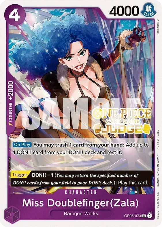 Miss Doublefinger(Zala) (Judge Pack Vol. 3) #op5-073 – One Piece Promotion Cards