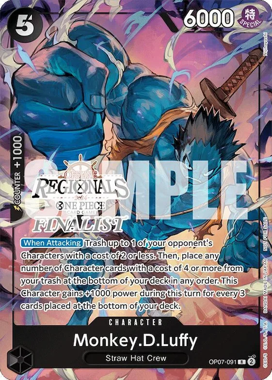 Monkey.D.Luffy (091) (Offline Regional 2024 Vol. 3) [Finalist] #op7-091 – One Piece Promotion Cards