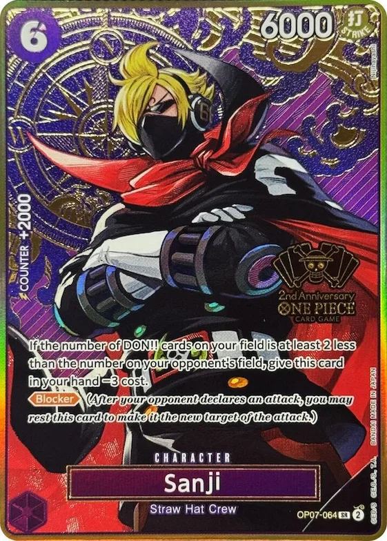 Sanji (One Piece Japanese Version 2nd Anniversary Set) #op7-064 – One Piece Promotion Cards
