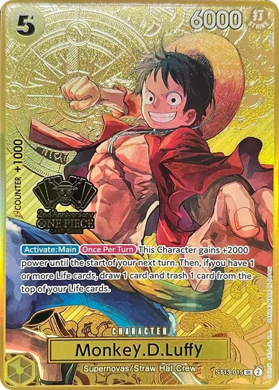 Monkey.D.Luffy (One Piece Japanese Version 2nd Anniversary Set) #st13-015 – One Piece Promotion Cards