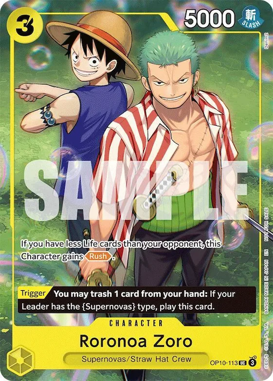 Roronoa Zoro (Learn Together Deck Set - Set Sail Event) #op10-113 – One Piece Promotion Cards