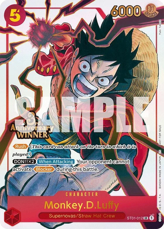 Monkey.D.Luffy - ST01-012 (3rd Anniversary Winner) #st1-012 – One Piece Promotion Cards