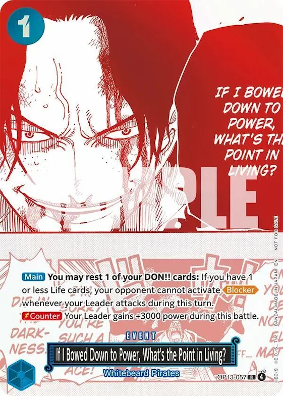 If I Bowed Down to Power, What's the Point in Living? (3rd Anniversary Treasure Campaign Pack) #op13-057 – One Piece Promotion Cards