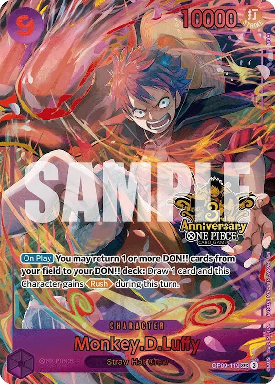 Monkey.D.Luffy (Japanese Version 3rd Anniversary Set) #op9-119 – One Piece Promotion Cards