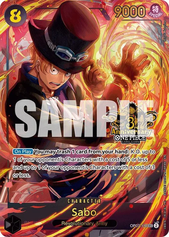 Sabo (Japanese Version 3rd Anniversary Set) #op7-118 – One Piece Promotion Cards