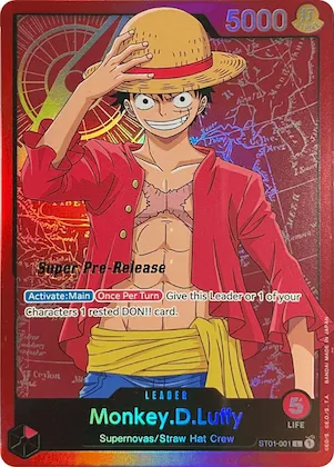 Monkey.D.Luffy (001) st1-001 – ST01 – Super Pre-Release Starter Deck 1: Straw Hat Crew