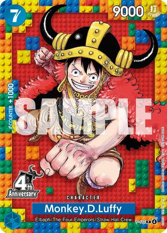 Monkey.D.Luffy (4th Anniversary) #p-110 – One Piece Promotion Cards