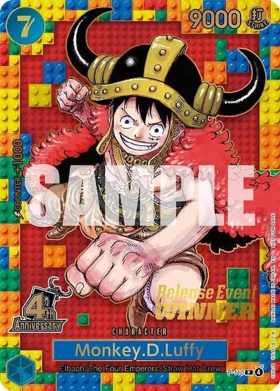 Monkey.D.Luffy (4th Anniversary) (Winner) #p-110 – One Piece Promotion Cards