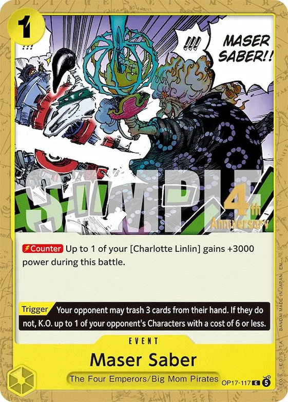 Maser Saber #op17-117 – The World's Strongest Warriors Release Event Cards