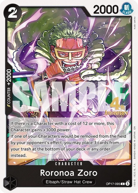Roronoa Zoro (095) #op17-095 – The World's Strongest Warriors Release Event Cards