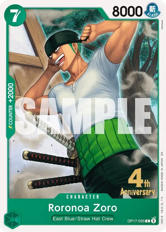Roronoa Zoro (035) #op17-035 – The World's Strongest Warriors Release Event Cards