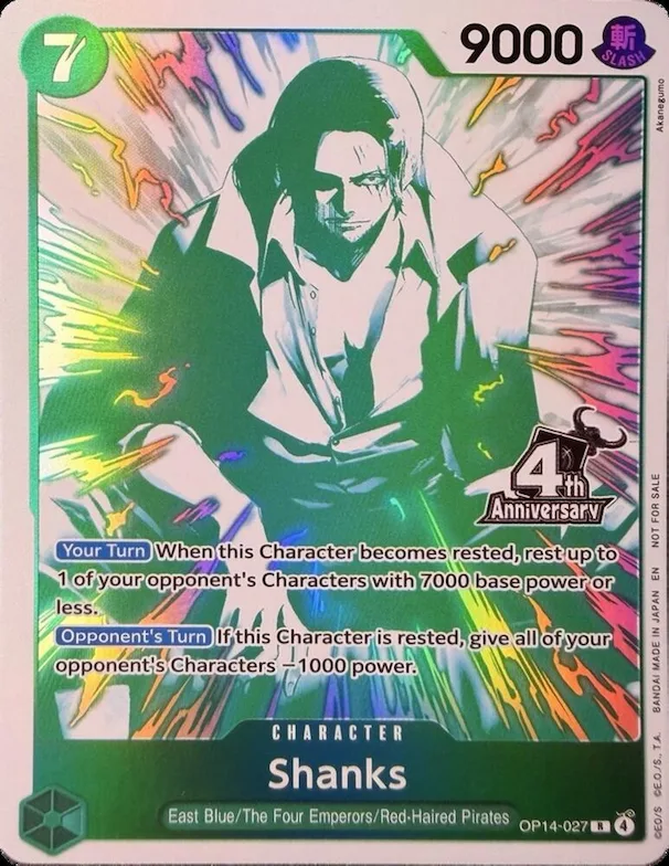 Shanks (4th Anniversary Treasure Campaign Pack) #op14-027 – One Piece Promotion Cards
