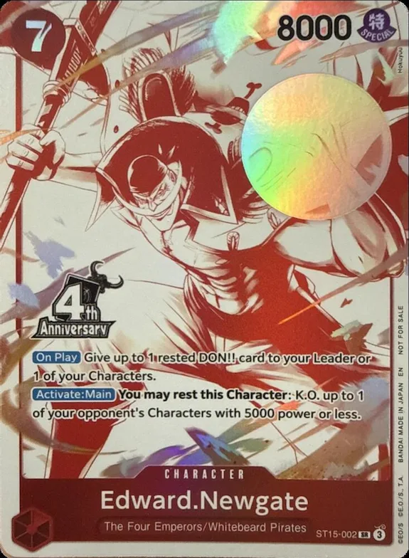 Edward.Newgate (4th Anniversary Treasure Campaign Pack) #st15-002 – One Piece Promotion Cards