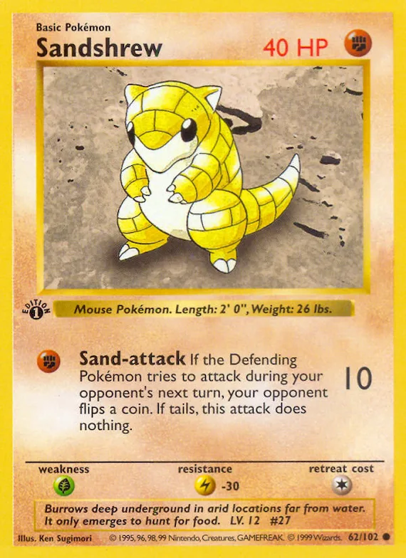 Sandshrew #62 – Base Set