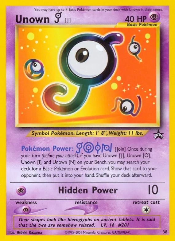 Unown [J] #38 – WoTC Promo