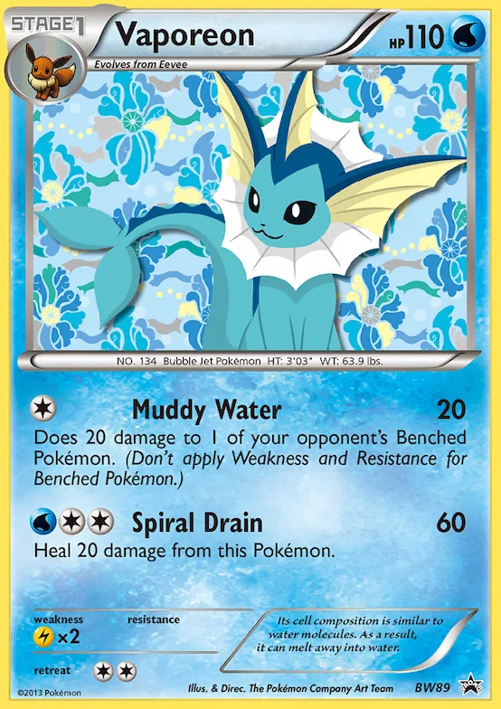 Vaporeon #BW89 – Black and White Promos