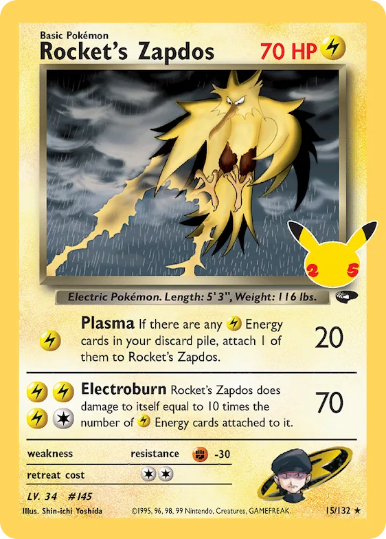 Rocket's Zapdos #15 – Celebrations: Classic Collection