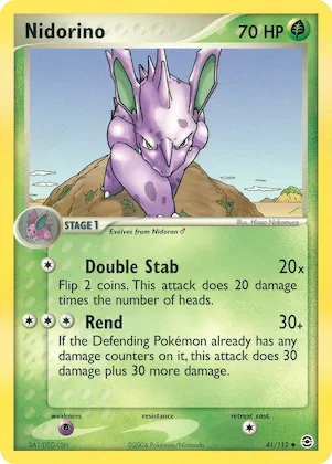 Nidorino Nr. 41 – EX Feuerrot & Blattgrün