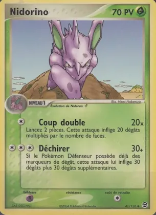 Nidorino n° 41 – EX Rouge Feu & Vert Feuille