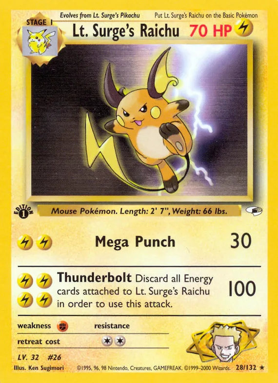 Lt. Surge's Raichu #28 – Gym Heroes