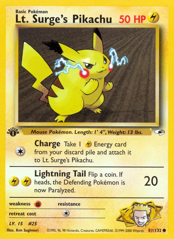 Lt. Surge's Pikachu #81 – Gym Heroes