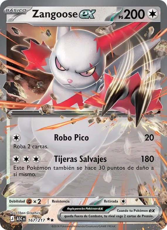 Zangoose ex 167 – Héroes Ascendentes