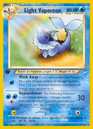 Light Vaporeon #52 – Neo Destiny