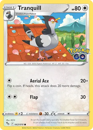 Tranquill #62 – Pokémon GO