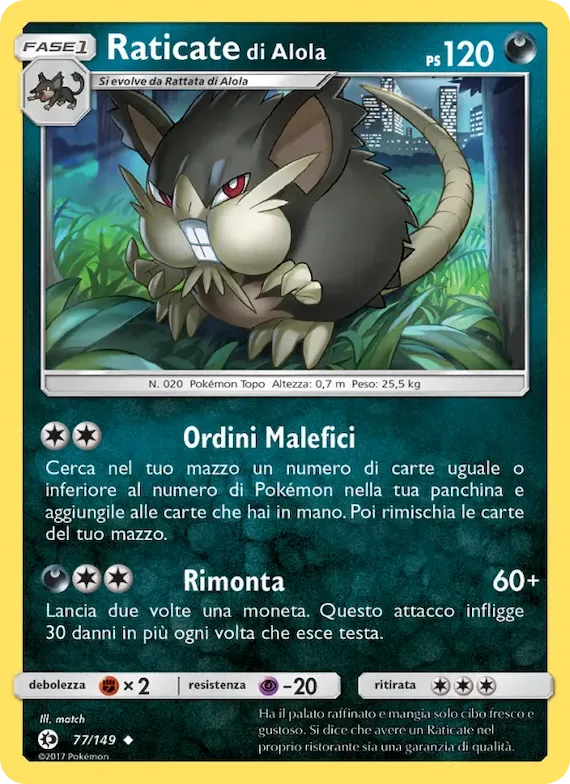 Raticate di Alola 77 – Sole e Luna