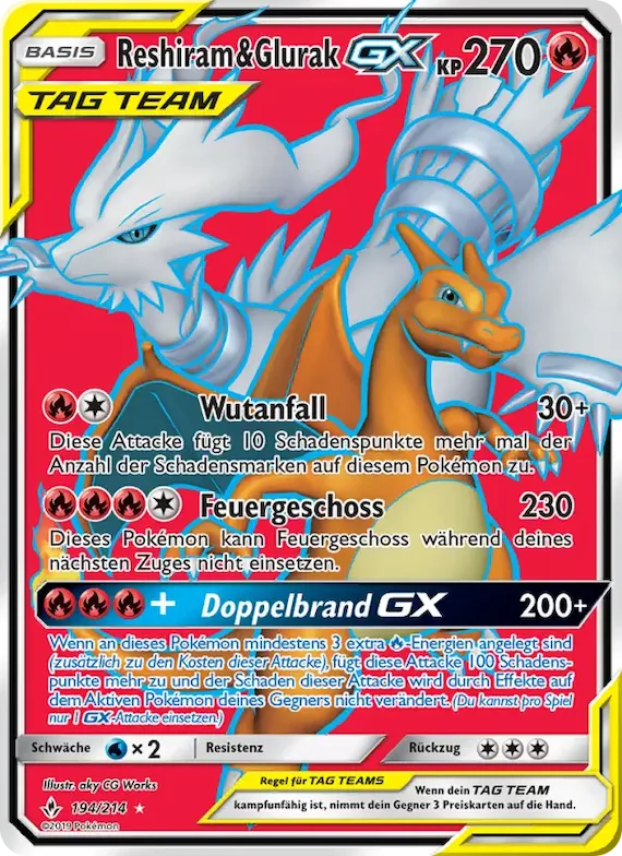 Reshiram & Glurak GX 194 – Kräfte im Einklang