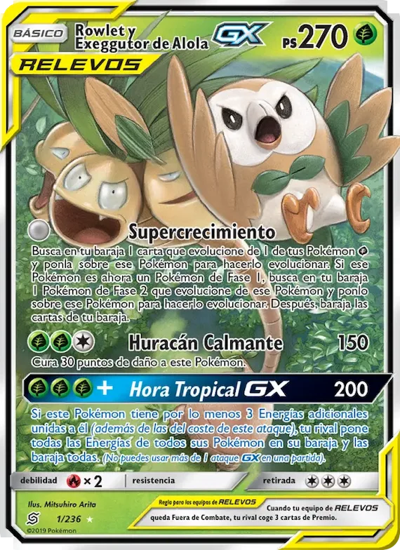 Rowlet y Exeggutor de Alola GX 1 – Mentes Unidas