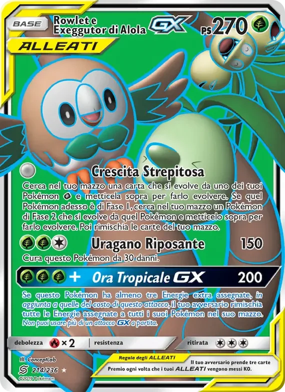 Rowlet e Exeggutor di Alola GX 214 – Sintonia Mentale