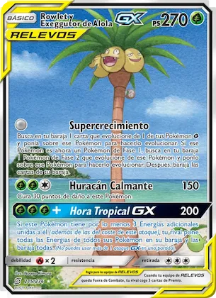Rowlet y Exeggutor de Alola GX 215 – Mentes Unidas