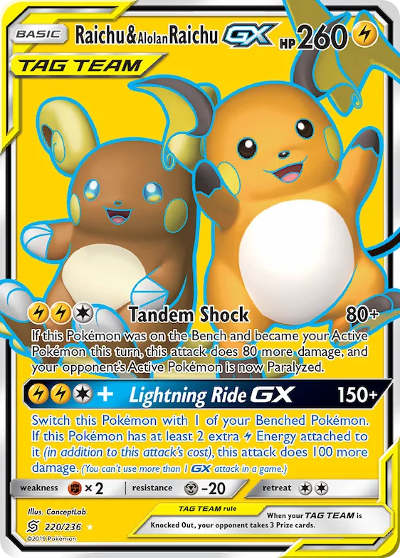Raichu & Alolan Raichu-GX #220 – Unified Minds