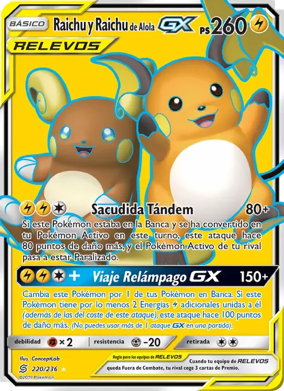 Raichu y Raichu de Alola GX 220 – Mentes Unidas