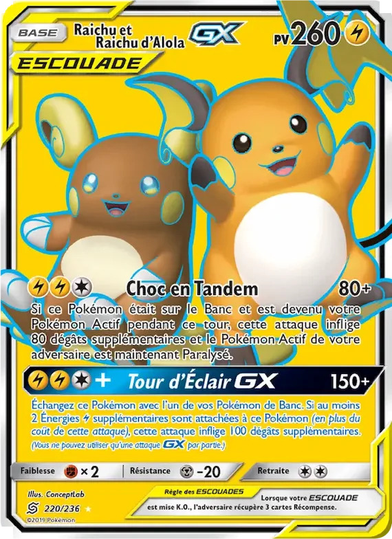 Raichu et Raichu d’Alola GX 220 – Harmonie des Esprits