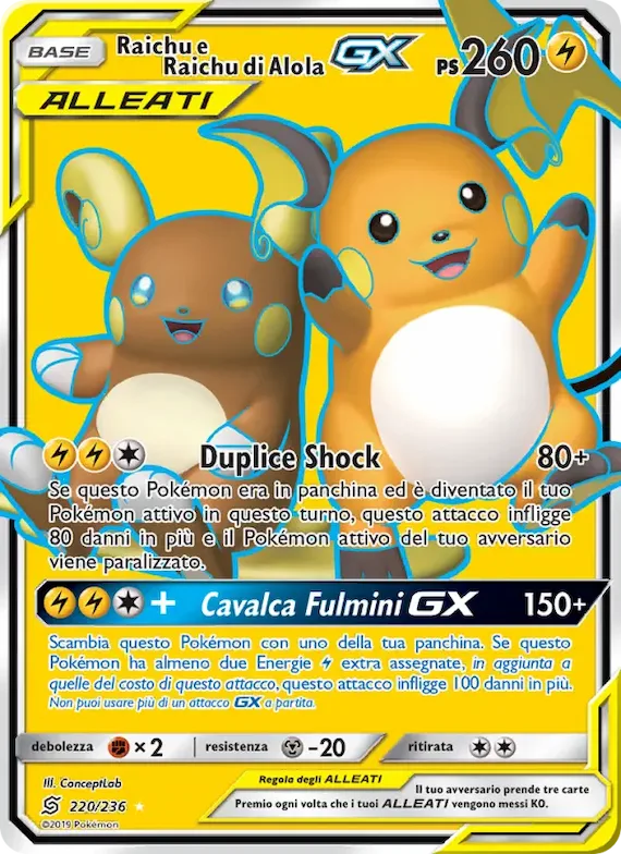 Raichu e Raichu di Alola GX 220 – Sintonia Mentale